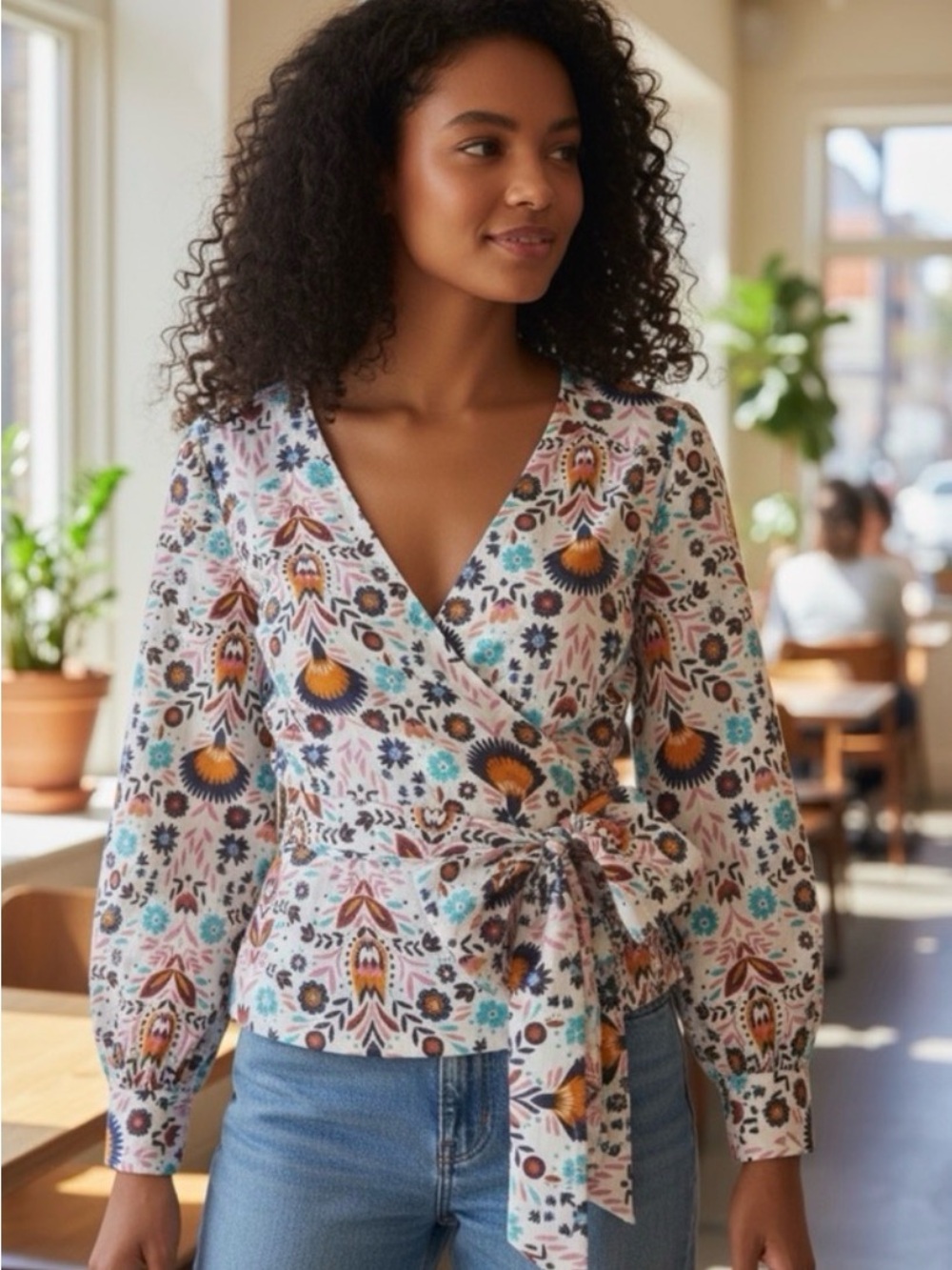 Boden Rosamund Floral Wrap Top Blouse